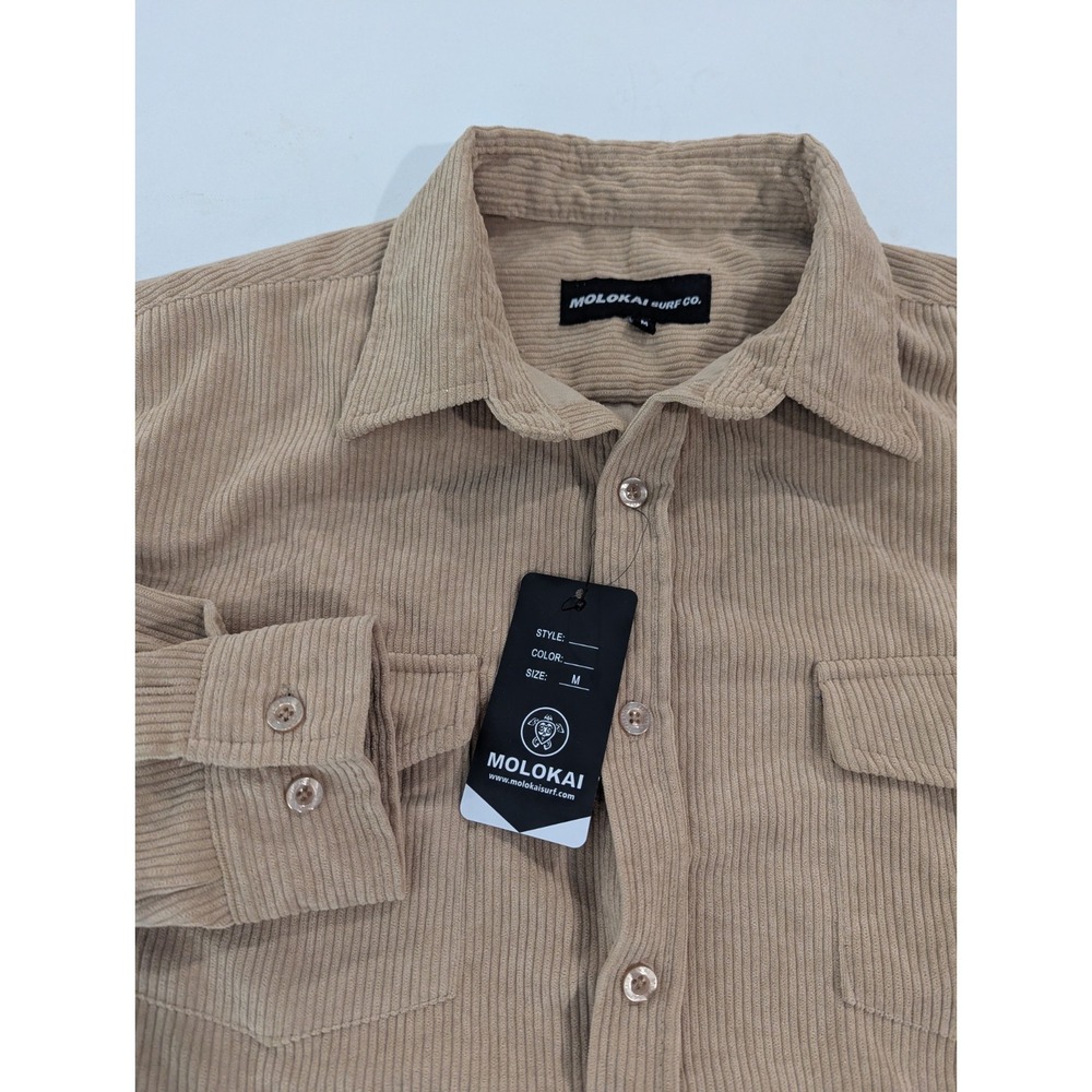 NWT Molokai Men’s Tan Long Sleeve Corduroy Button Up Shirt Shacket Size Medium